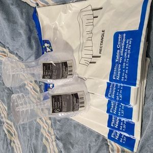 Plastic tablecloths and champagne glasses